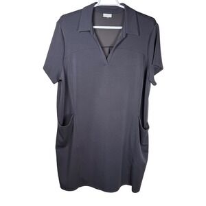 J Jill Fit Grey Collared 2 Pockets Shirt Dress Super Soft Short Sleeve Size 3X